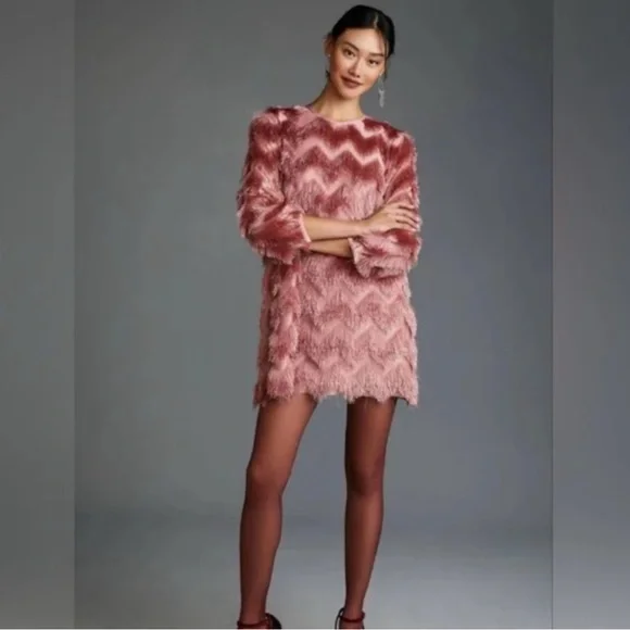 Hutch Pink Chevron Mini Dress - Picture 1 of 4